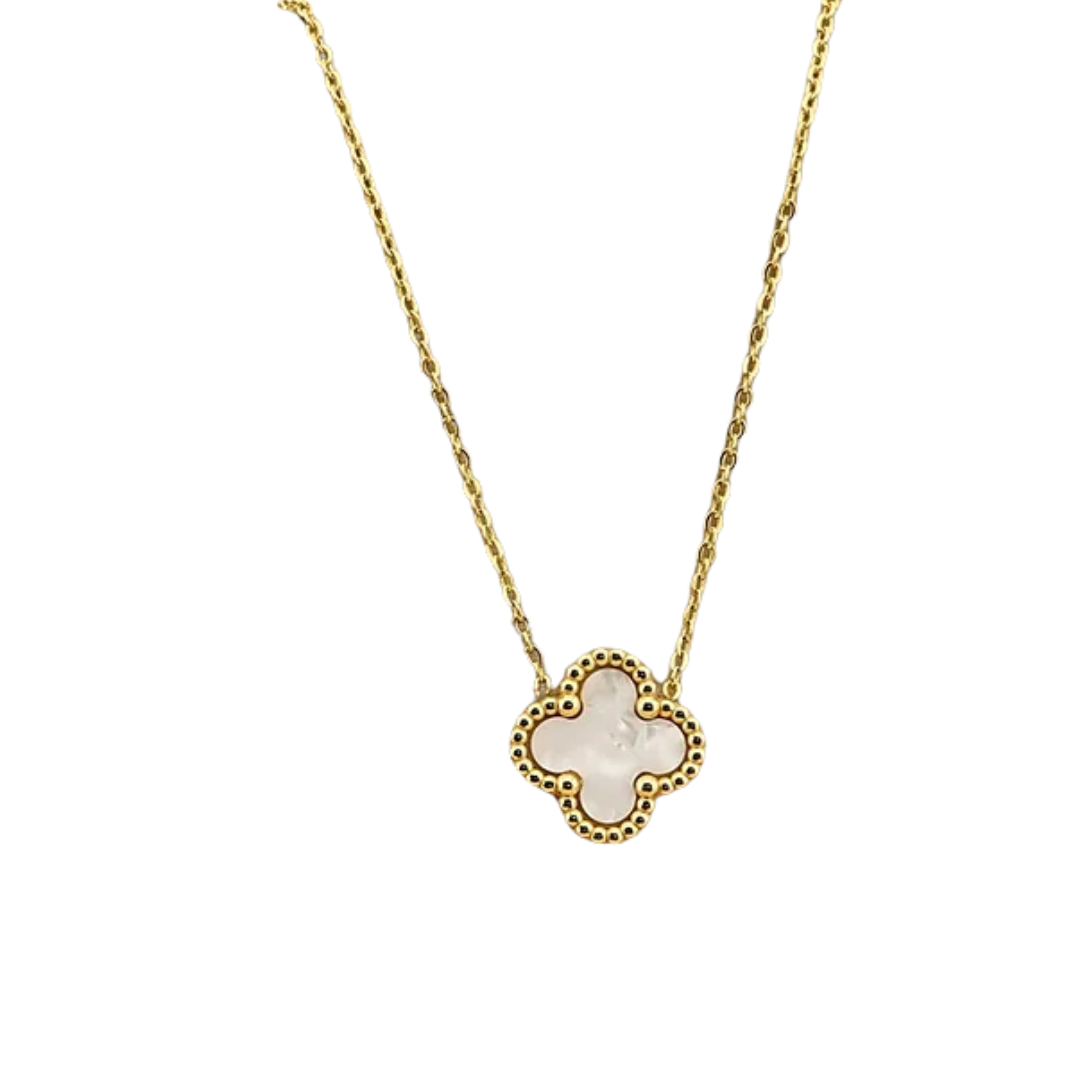Trebol Collar Oro/Blanco